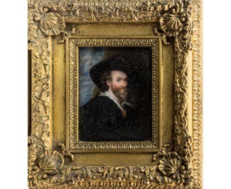 English School (19th century), A portrait miniature of a bearded gentleman, half-length, dressed in a black cloak, lace shirt