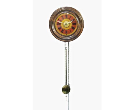 An unusual Postman's Alarm clock, early 20th century, unusual three colour dial on a Black Forest movement of 30 hour duratio