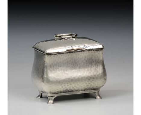 An Edwardian novelty silver sugar box in the form of a tea caddy, Jay, Richard Attenborough Co. Ltd., London 1904, of hammere