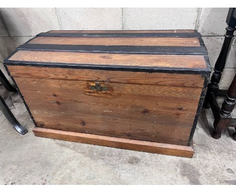 A marvered pine dome top trunk, width 95cm *Please note the sale commences at 9am.