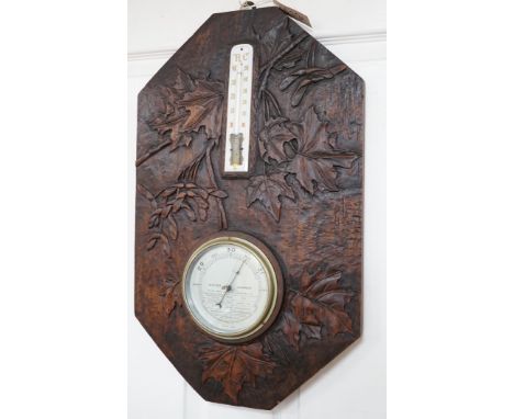 A French carved wood aneroid barometer, 60 x 36cm