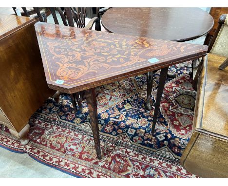 A 19th century Dutch mahogany and floral marquetry inlaid walnut folding card table, width 104cm, depth 52cm, height 77cm *Pl