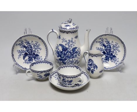 A Booth’s coffee pot and six items of matching teaware in first- period Worcester style
