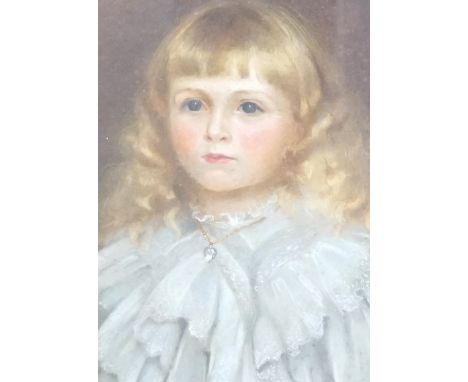 I.F. Douton (19th C.), pastel, Portrait of a girl, signed and dated 1896, 52 x 41cm