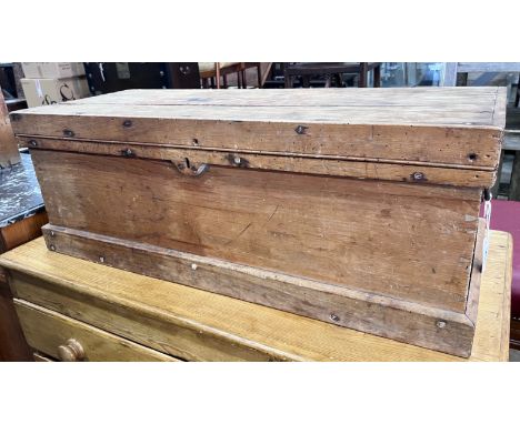 A pine trunk (locked shut), width 92cm *Please note the sale commences at 9am.
