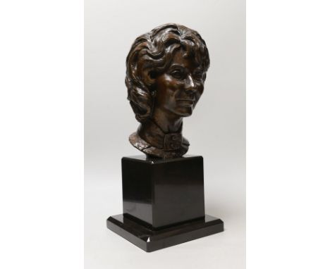 Ronald Cameron (b.1930), bronze bust, 'Cynthia', 41cm tall