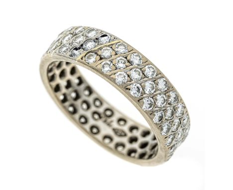 Pavé Brillant-Ring WG 750/000 rundherum besetzt mit 84 Brillanten, zus. 1,26 ct feinesWeiß - Weiß (G-H) / VVS-VS, B. 6 mm, RG