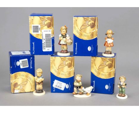 Konvolut aus 5 Hummelfiguren, Goebel, darunter: Für immer Freunde, Erste Ausgabe, 1999, sign., polychrom bemalt, Modellnr. 21
