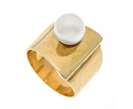 Akoya-Ring GG 585/000 mit einer Akoyaperle 7,5 mm, B. 16 - 8 mm, RG 50, 7,4 g
