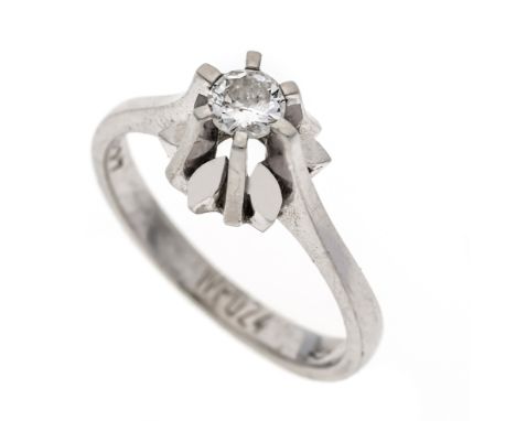 Brillant-Solitär-Ring WG 585/000 mit einem Brillanten 0,24 ct W/PI (gestempelt), RG 52, 3,6 g