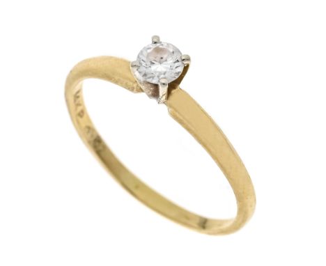 Brillant-Ring GG/WG 585/000 mit einem Brillanten 0,20 ct (punziert) W-l.get.W/PI1, RG 55, 1,7 g