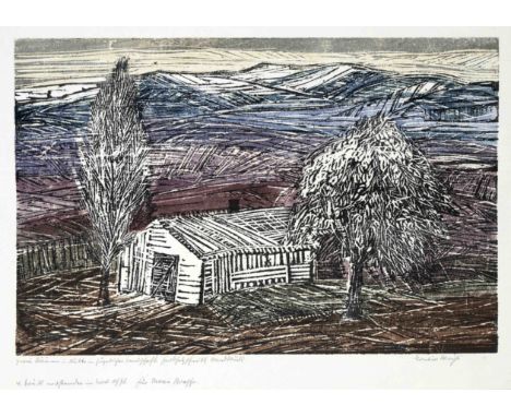 Konvolut von 9 Holzschnitten versch. Künstler des 20. Jh.: Traude Teodorescu-Klein (1921-ca.1986), Holzschnitt auf Japan als 