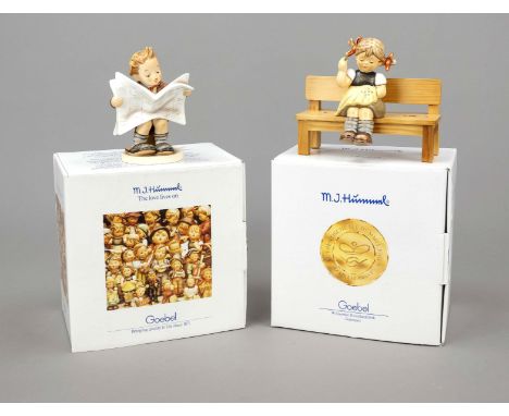 Konvolut aus 2 Hummelfiguren, Goebel, darunter: Für Mutti, 2-tlg., Entwurfsjahr 1993, sign., polychrom bemalt, Modellnr. 758,