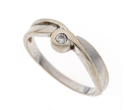 Ring WG 585/000 mit einem rund fac. weißen Schmuckstein 2,5 mm, RG 54, 2,8 g