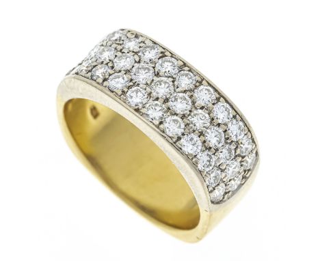 Brillant-Ring GG 750/000 mit 37 Brillanten, zus. 1,24 ct TW/VVS, RG 54, 9,0 g