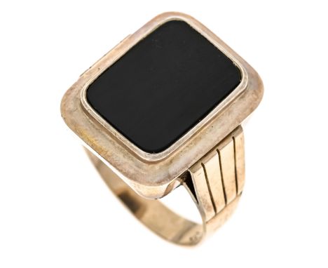 Onyx Herren-Ring GG 333/000 mit einem Onyx Lagenstein 15,8 x 11,9 mm, RG 62, 7,7 g