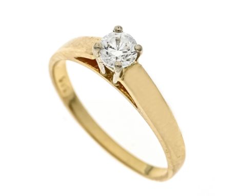 Brillant-Ring GG 585/000 mit einem Brillanten 0,33 ct W/VS-SI, RG 54, 2,4 g