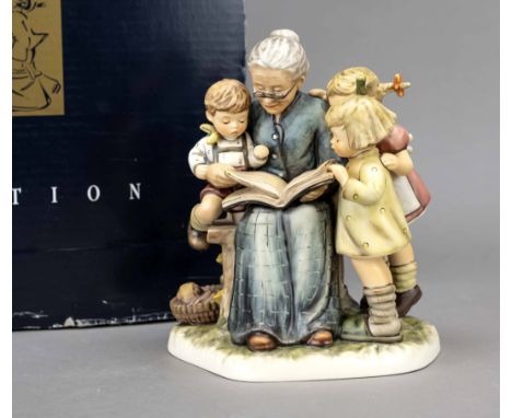Große Hummelfigur, Goebel, Großmutter erzählt, Sonderausgabe No. 779 von 10.000, 1993, sign.,Großmutter mit Buch und drei Kin