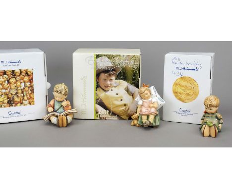 Konvolut aus 3 Hummelfiguren, Goebel, darunter: Die Heuschrecke, Erste Ausgabe 1991, 1983, sign., polychrom bemalt, Modellnr.