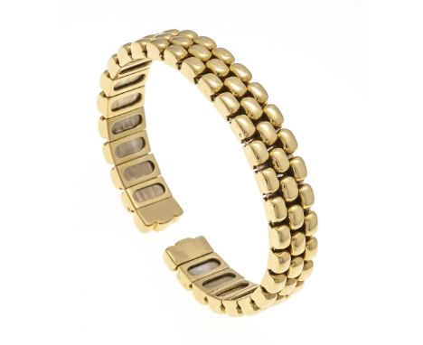Offene Chopard Vintage Armspange GG 750/000 B. 11 mm, flexibel gearbeitet, Innen 57 x 47, Chopard gemarkt, 70,2 g, mit Beutel