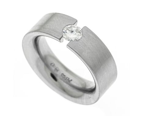 Brillant-Ring Platin 950/000 mit einem Brillanten 0,57 ct feinesWeiß - Weiß ( G-H ) / VVS-VS, RG 60,, 33,05 g, Wertgutachten 