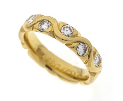 Brillant-Ring GG 750/000 mit 5 Brillanten, zus. 0,55 ct TW/SI (eingraviert), RG 55, 7,0 g