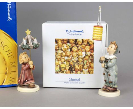 Konvolut aus 2 Hummelfiguren, Goebel, darunter: Advent, Advent, Erste Ausgabe 2001, 2000, sign., polychrom bemalt, Modellnr. 