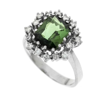 Turmalin-Brillant-Ring WG 585/000 mit einem sehr guten im Scherenschliff fac. Turmalin 2,74 ct in einem feinen leuchtenden Du