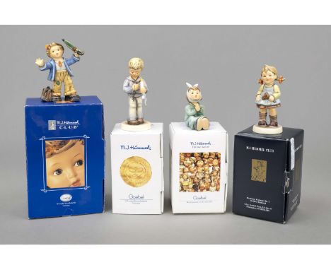 Konvolut aus 4 Hummelfiguren, Goebel, darunter: Blumenmadl, Exclusive Edition, 1989, sign., polychrom bemalt, Modellnr. 548, 