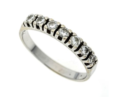 Riviére-Brillant-Ring WG 585/000 mit 7 Brillanten, zus. 0,38 ct W/SI, RG 56, 2,8 g