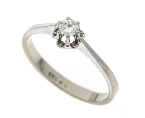 Brillant-Ring WG 585/000 mit einem Brillanten 0,18 ct W/VS, RG 58, 2,6 g