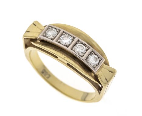 Riviere-Brillant-Ring GG/WG 585/000 mit 4 Brillanten, zus. 0,24 ct W/VS-SI, RG 54, 4,9 g