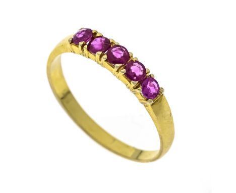 Rubin-Riviére-Ring GG 585/000 mit 5 rund fac. Rubinen 2,9 mm, RG 58, 2,0 g