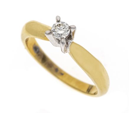Brillant-Ring GG/WG 750/000 mit einem Brillanten 0,16 ct W/VS-SI, RG 54, 4,1 g