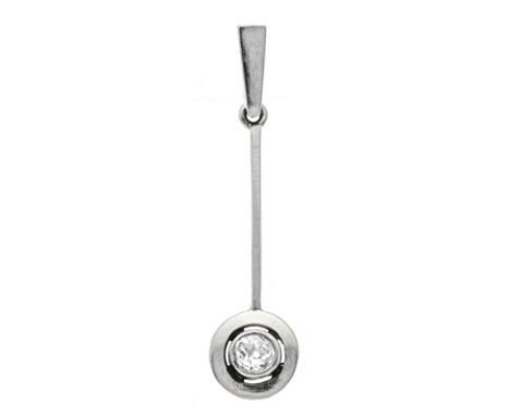 Art Déco Anhänger GG/WG 585/000 ungest., gepr., mit einem Altschliff-Diamanten 0,18 ct l.get.W/SI, L. 35 mm, 2,0 g