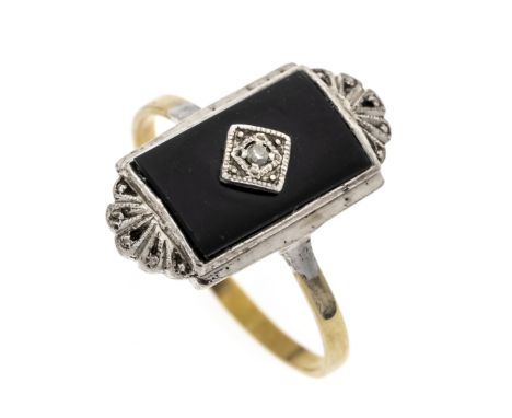 Art Déco Ring GG 585/000 und Silber 935/000 mit einem Altschliff-Diamanten 0,02 ct get./PI, RG 58, 3,4 g