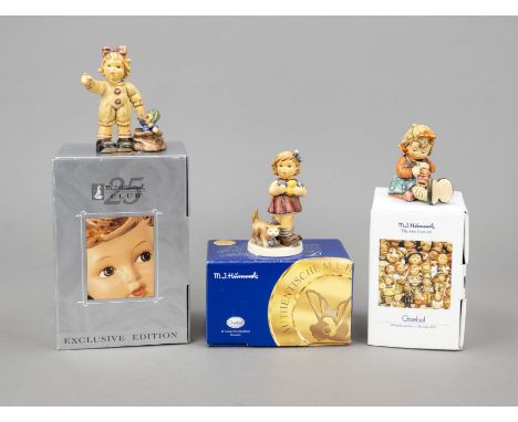 Konvolut aus 3 Hummelfiguren, Goebel, darunter: Schau her, Exclusive Edition, 1999, sign., polychrom bemalt, Modellnr. 2089/A