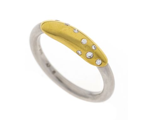Brillant-Ring Platin 950/000 und GG 750/000 ungest., gepr., mit 8 Brillanten, zus. 0,05 ct W/SI, RG 53, 5,2 g