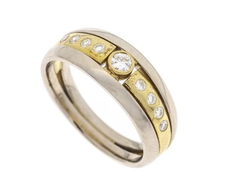 Herren-Brillant-Ring GG/WG 585/000 ungest., gepr., mit 9 Brillanten, zus. 0,40 ct W/SI, RG 68, 11,2 g