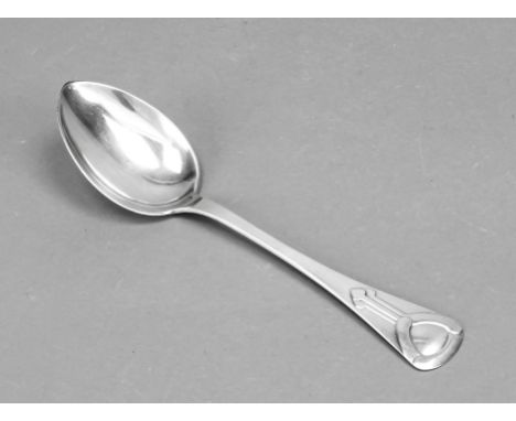 Großer Art Déco Vorlegelöffel, Dänemark, 1921, BZ: Christian F. Heise, MZ: Lind, Silber 830/000, Ornamentaldekor, L. 26 cm, c