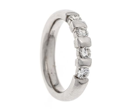 Riviére Brillant-Ring WG 585/000 mit 4 Brillanten, zus. 0,52 ct W/VS-SI, RG 55, 6,5 g