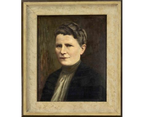 K. Swierzy, Bildnismaler 1. H. 20. Jh., Portrait einer Frau mit hochgestecktem Haar, Öl auf Karton, o. re. sign. u. dat. 1946