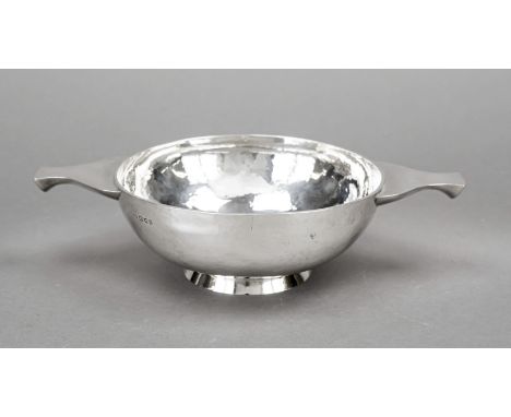 Runde Art Déco Schale, England, 1923, MZ: undeutl. wohl Wakely &amp; Wheeler, London, Sterlingsilber 925/000, auf rundem Stan