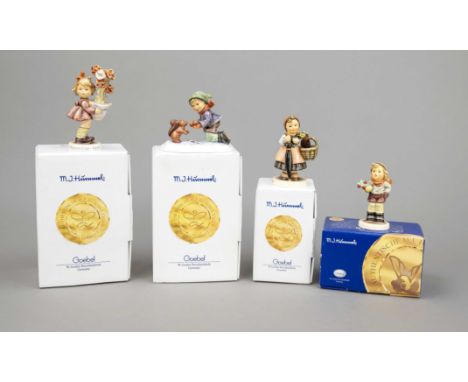Konvolut aus 4 Hummelfiguren, Goebel, darunter: Alles Gute wünsch' ich Dir, 1988, sign., polychrom bemalt, Modellnr. 540, H. 