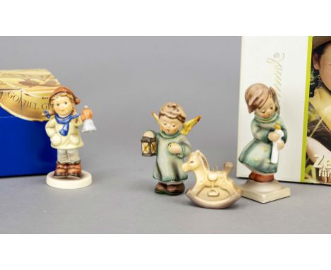 Konvolut aus 4 Hummelfiguren, Goebel, darunter: Kling Glöckchen kling, Erster Ausgabe 2001, 2000, sign., polychrom bemalt, Mo