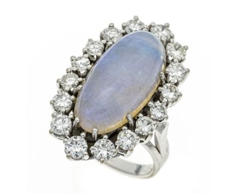 Kristallopal-Brillant-Ring WG 750/000 mit einem exzellenten ovalen natürlichen Kristallopal 9,66 ct mit exzellenter Farbbrill