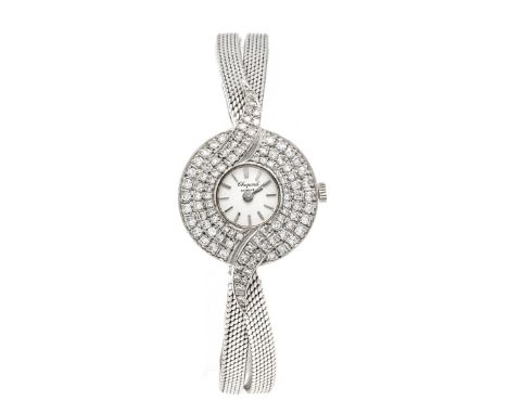 Chopard Damenuhr mit 100 Diamanten in Krappenfassung, laut Gutachten aus 1980 zus. 1,09ct W/ lupenrein, 750/000 WG, Ref. 5939