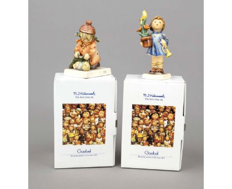 Konvolut aus 2 Hummelfiguren, Goebel, darunter: Ich gratuliere, Überarbeitungsjahr 1971, sign., polychrom bemalt, Modellnr. 1