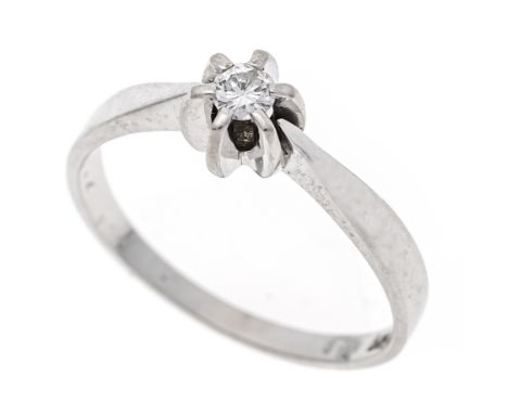 Brillant-Ring WG 585/000 mit einem Brillanten 0,09 ct (punziert) W/SI, RG 53, 2,0 g