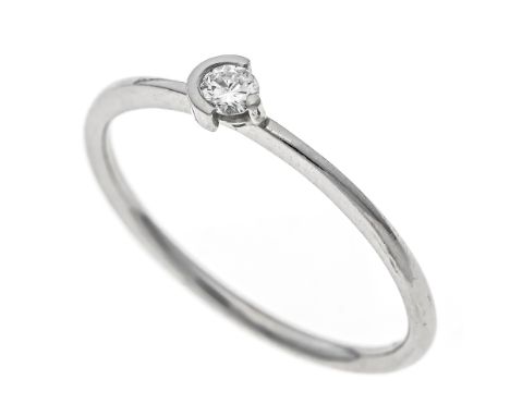 Brillant-Ring Platin 950/000 mit einem Brillanten 0,11 ct W/SI, RG 54, 2,0 g